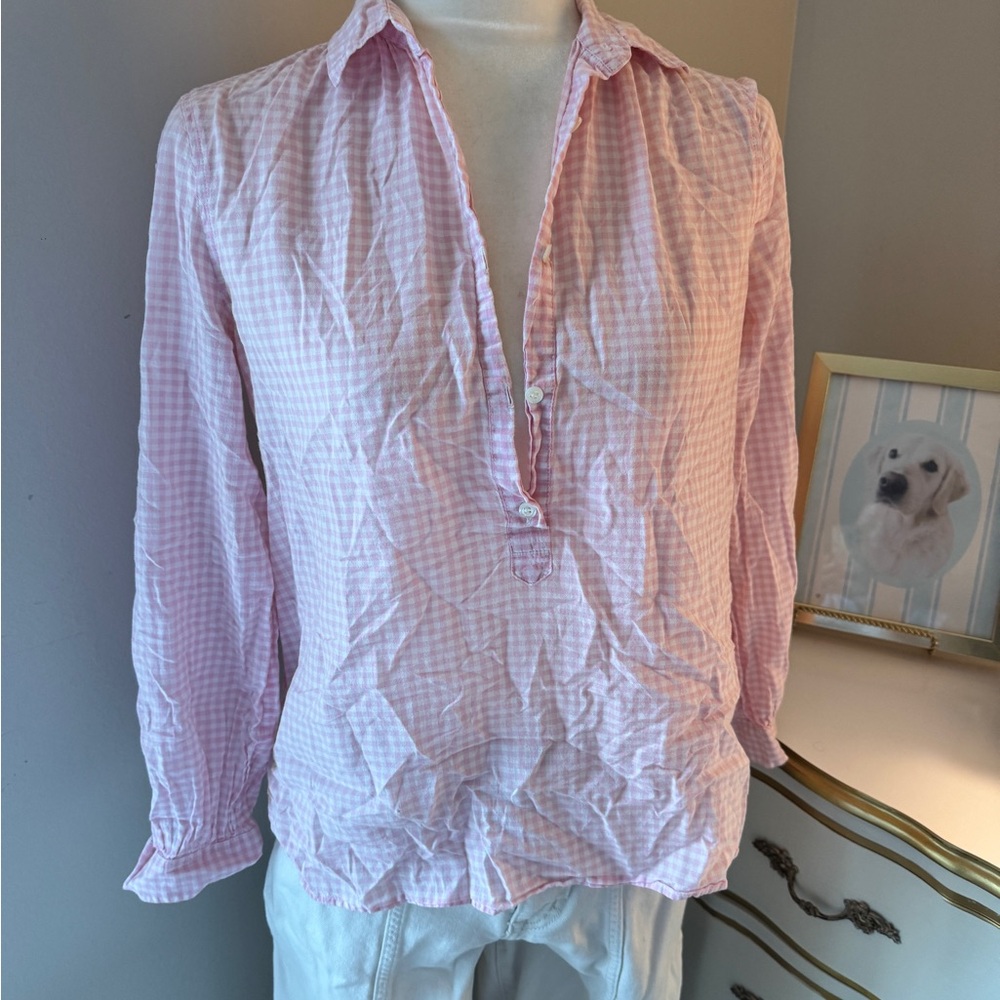 J. Crew Pink Gingham Button Down Shirt